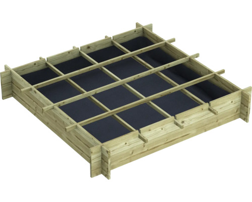 Houten zandbak met beschermdoek