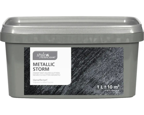 STYLECOLOR Effectverf muur Metallic Storm zwart met zilveren glitters 1 l