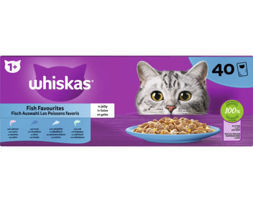 WHISKAS Pouch Multipack adult vis selectie in gelei 40x85 gram Whiskas Vis-Favorieten kattenvoer, 40 portiezakjes