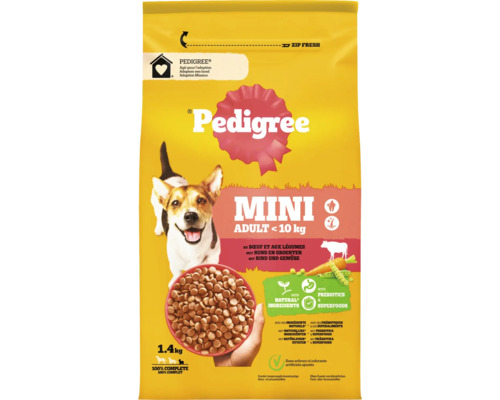PEDIGREE Hondenvoer adult mini rund 1,4 kg. Pedigree Mini Adult droogvoer voor honden, geschikt voor honden tot 10 kilogram