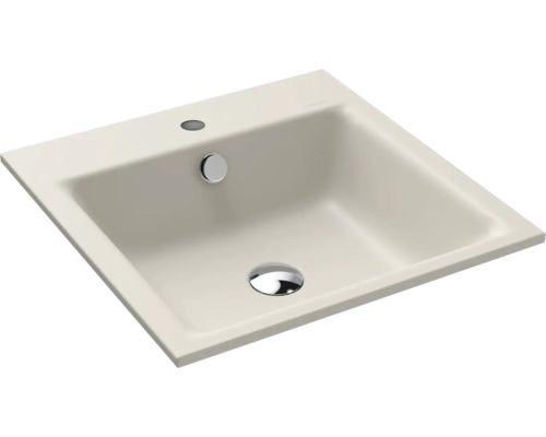KALDEWEI Inbouw wastafel staal Puro warm grey 10 mat 46x46 cm Opzetwastafel met vierkante vorm en kraangat