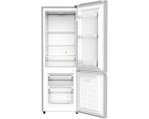 Geopende koelkast met meerdere planken en vrieslades