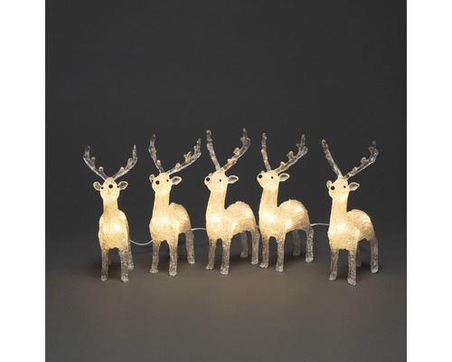 Decoratieve rendierlichtsnoer met vijf verlichte rendieren voor de kerstperiode