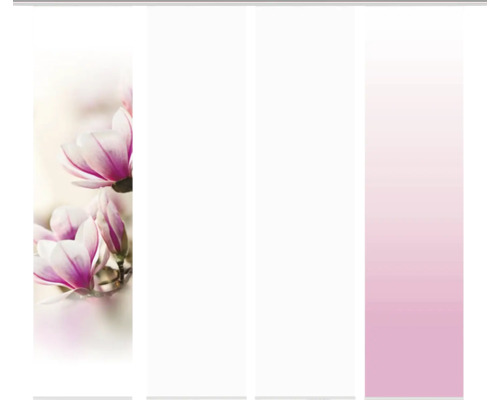 HOME FASHION Paneelgordijn Magnene wit/roze 60x245 cm set van 4 Paneelgordijn met magnolia-motief