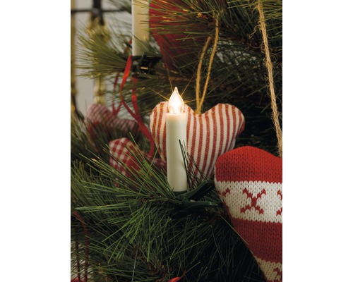 KONSTSMIDE Kerstverlichting LED kaarsverlichting zonder kabel 10 lampjes warmwit Versierde kerstboom met LED-kaars en hartvormige hangers