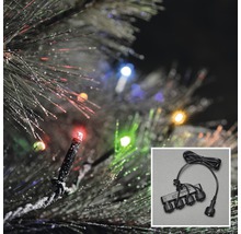 Detailopname van een lichtsnoer met meerkleurige leds en stroomverdeler