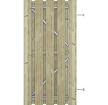 Houten tuinpoort met metalen beslag