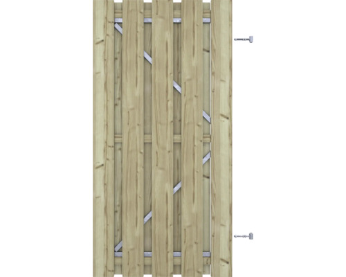 Houten tuinpoort met metalen beslag