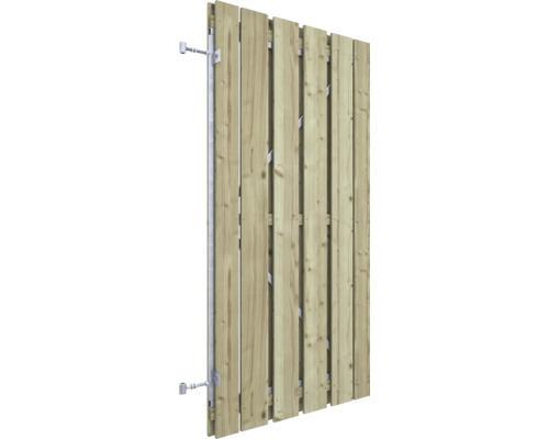 Houten schutting met metalen beugel