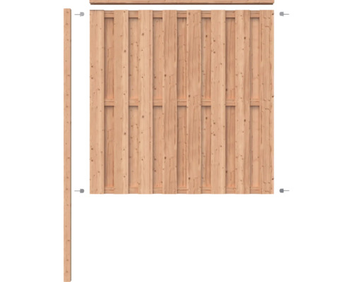 Houten schutting met schuttingpalen en dwarsbalk