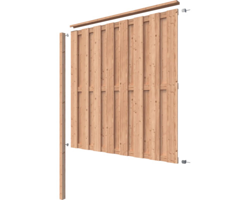 Houten schuttingpaneel met palen en dwarsbalk voor montage