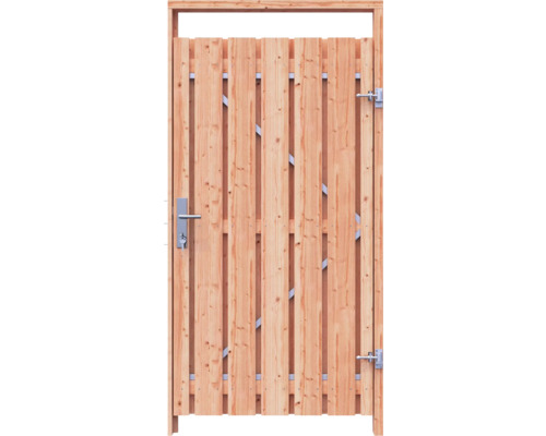 Houten tuinafsluitingspoort met beslag