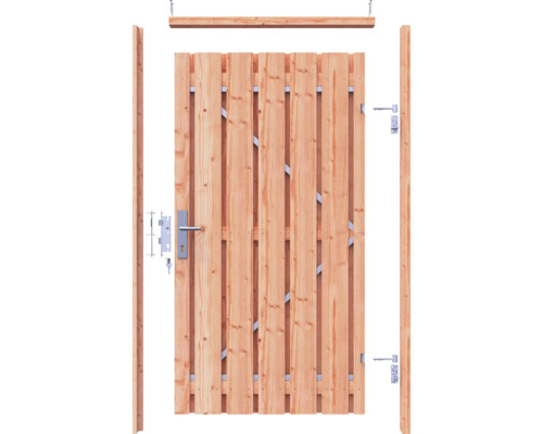 Houten tuinpoort met fittingen en slot