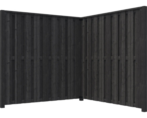 Hoekweergave van een houten tuinafscheiding