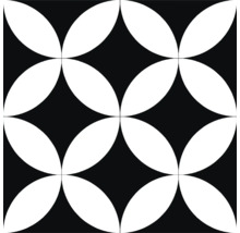 Decoratieve tegel met bloemmotief in zwart en wit
