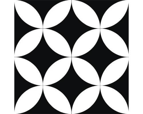 Decoratieve tegel met bloemmotief in zwart en wit