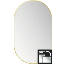 Ovale spiegel met frame en symbool voor 90 graden montage