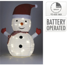 Verlichte sneeuwpop op batterijen met timerfunctie als kerstdecoratie