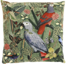 Decoratief kussen met vogel- en plantenmotief