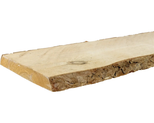Schaaldeel blank dennenhout PEFC 240 x 2 x 15/25 cm Houten schijf van natuurlijk hout met boomschorsrand