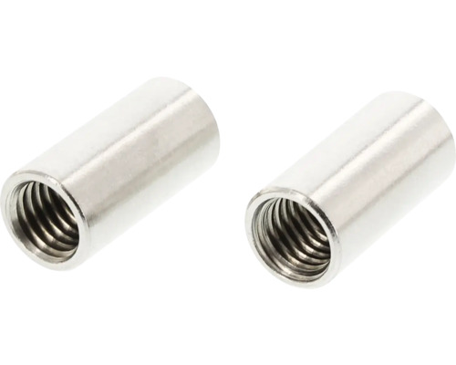 MARINETECH Verbindingsmoer rond M8x30 mm A4 RVS A4, 50 stuks Twee metalen schroefdraadbussen