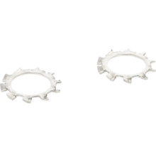 Twee getande sluitringen van metaal