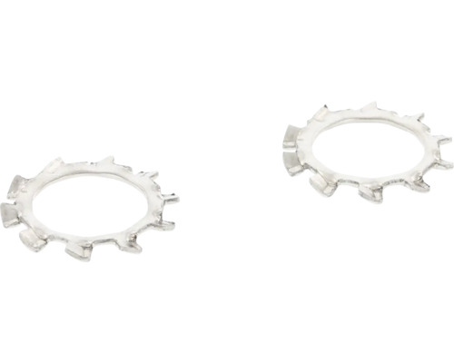 Twee getande sluitringen van metaal