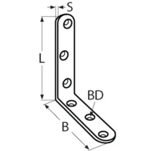 Hoekverbinding met afmetingsspecificaties