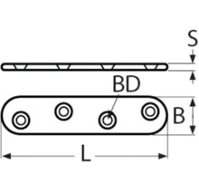 Illustratie van een platte verbindingsstuk tekening met afmetingen