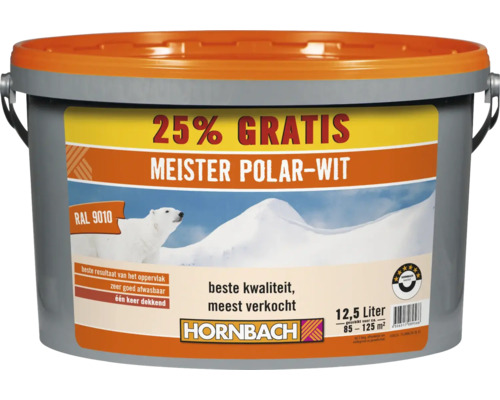 HORNBACH Muurverf Meister Polar RAL 9010 wit 10 l + 25%