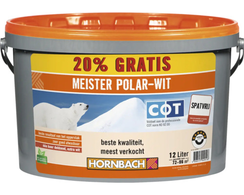 HORNBACH Meister Polar muurverf spatvrij wit 12 l