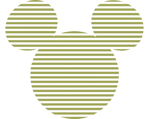 KOMAR Behangcirkel vlies DD1-063 Mickey Head Stripes 128x128 cm Mickey Mouse hoofd silhouet met horizontale strepen