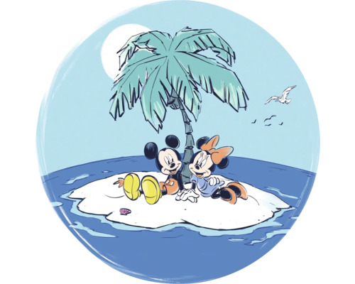KOMAR Behangcirkel vlies DD1-078 Mickey and Minnie Remote Island 128x128 cm