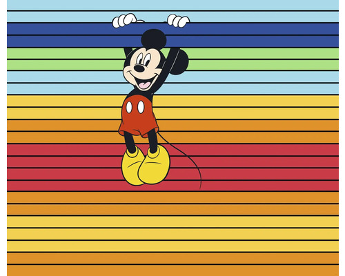 KOMAR Fotobehang vlies DX6-162 Mickey Magic Rainbow 300x250 cm Mickey Mouse met gekleurde horizontale strepen