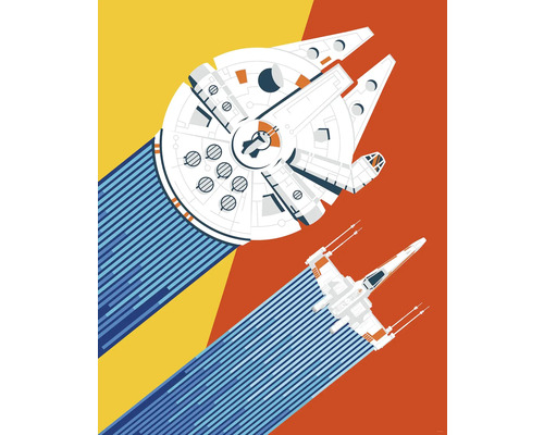 KOMAR Fotobehang vlies IADX4-093 Star Wars Wingman 200x250 cm Illustratie van twee ruimteschepen tegen een gekleurde achtergrond