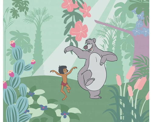 KOMAR Fotobehang vlies IADX6-106 Jungle Book 300x250 cm Jungleboek-scène met Baloe en Mowgli voor tropische plantenwereld