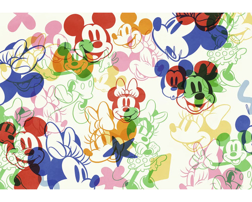 KOMAR Fotobehang vlies IADX8-120 Micky & Minnie 400x250 cm Patroon met Mickey Mouse en Minnie Mouse motieven