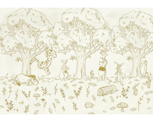 KOMAR Fotobehang vlies IADX8-121 Winnie the Pooh 400x250 cm Winnie de Poeh bosillustratie als wanddecoratie.