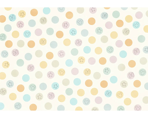 KOMAR Fotobehang vlies IADX8-122 Disney Pastel Confetti 400x250 cm Behang met stippenpatroon en Disney motieven