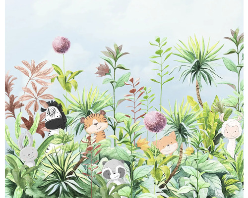 KOMAR Fotobehang vlies IAX6-0051 First Day of School 300x250 cm Illustratie van dieren en planten in de jungle