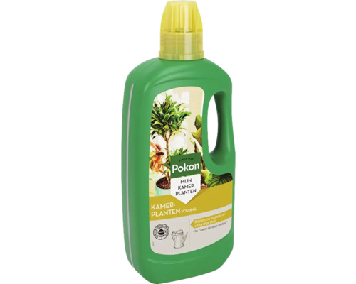 Pokon kamerplantenvoeding in groene fles met gele dop