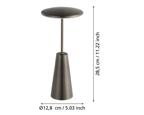 Bijzettafel met de afmetingen 28,5 cm hoogte en 12,8 cm diameter