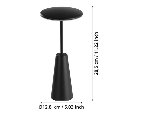 Zwarte bijzettafel met afmetingen