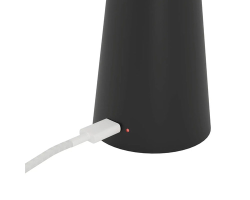 Zwarte lamp met oplaadkabel
