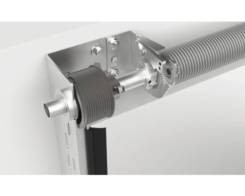 Garagedeurveer en garagedeurbeslag gemonteerd aan de muur