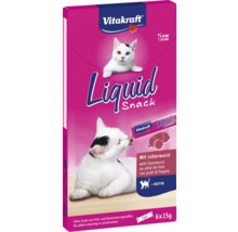 Vitakraft Liquid Snack kattenvoer met leverworst, 6 maal 15 gram