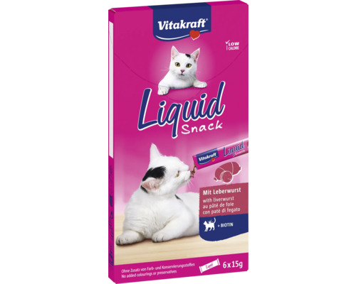 VITAKRAFT Kattensnack Liquid leverworst 6x15 g Vitakraft Liquid Snack kattenvoer met leverworst, 6 maal 15 gram