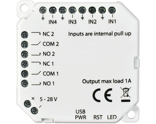 Elektronisch onderdeel met aansluitingen en CE-markering