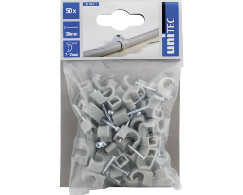 Verpakking met vijftig kabelklemmen, dertig millimeter, voor kabeldiameters zeven tot twaalf millimeter