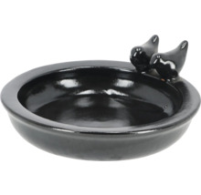 Keramische vogeldrinkbak met twee vogelbeeldjes ter decoratie